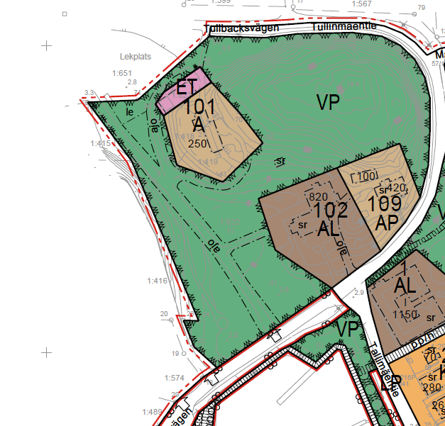 Utdrag ur den i kraftvarande detaljplanen.